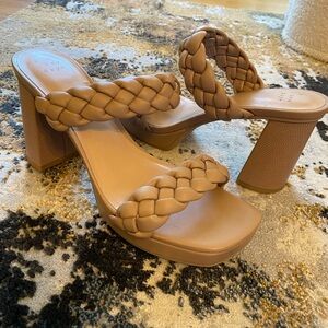 a new day Tan Braided Heeled Sandals